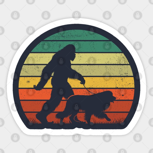 Bigfoot Walking Leonberger Dog Vintage Distressed Dog Owner Sticker by Cuteness Klub